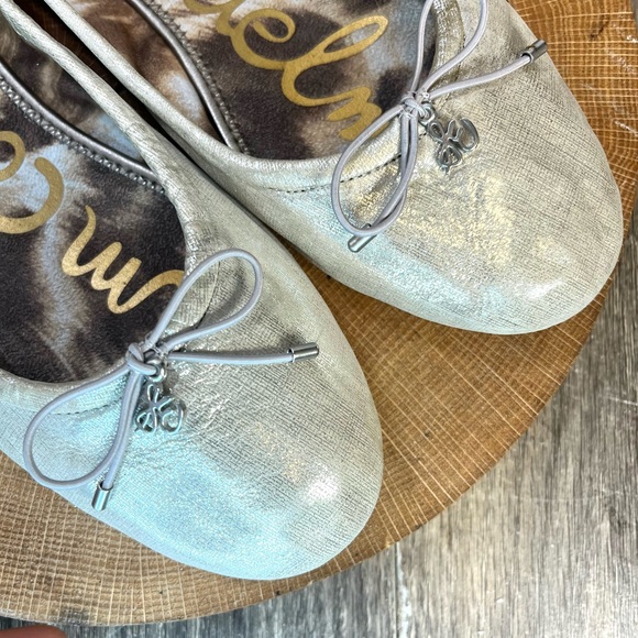 *Sam Edelman | Silver Metallic Leather Lined Felicia Ballet Flats Size 10 - Picture 4 of 13
